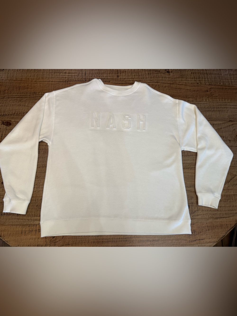 NASH Embossed Crewneck Sweatshirt in White